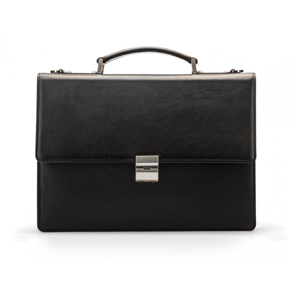 Black York 13&quot; Leather Briefcase