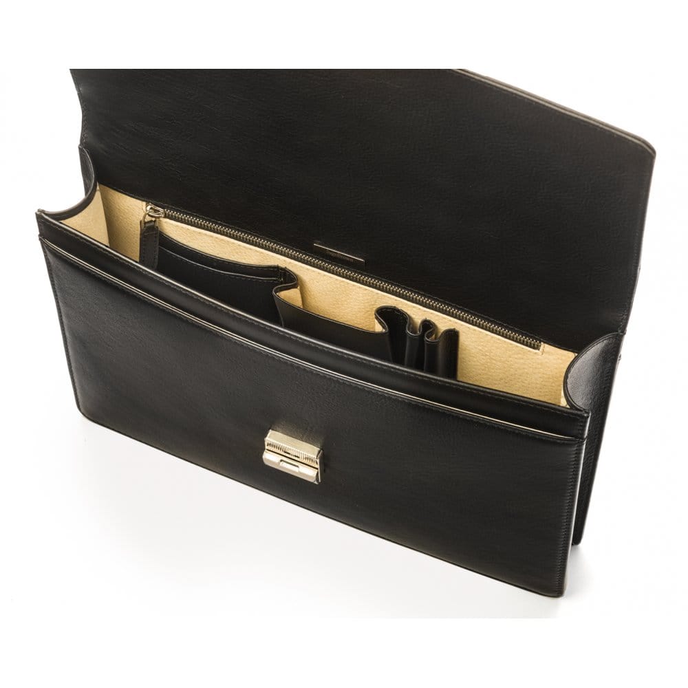 Black York 13&quot; Leather Briefcase