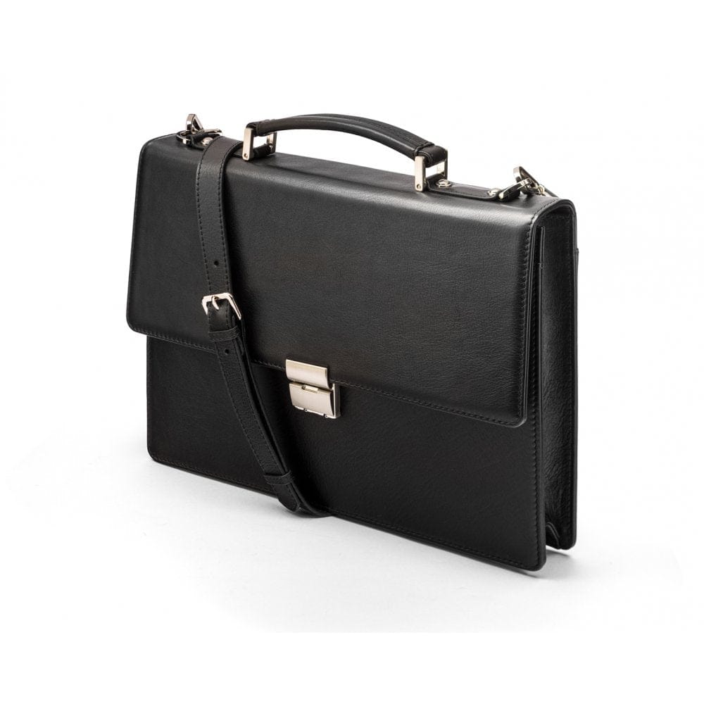 Black York 13&quot; Leather Briefcase