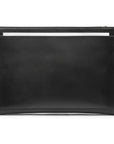 Zip top leather folder, black, front view