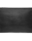 Zip top leather folder, black, back view