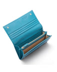 Leather Mayfair concertina purse, blue, inside