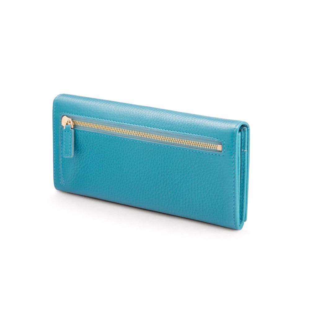 Leather Mayfair concertina purse, blue, back
