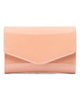 Small leather concertina purse, blush patent, front