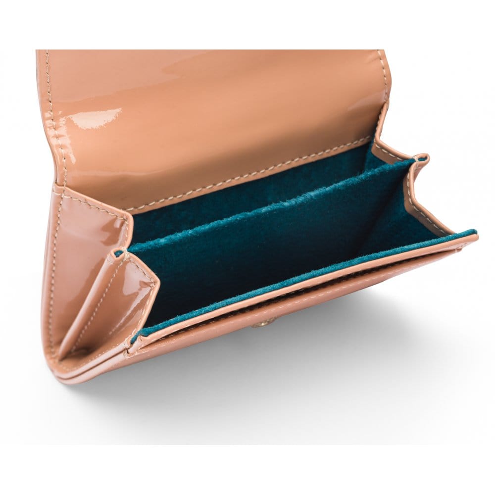 Small leather concertina purse, blush patent, inside