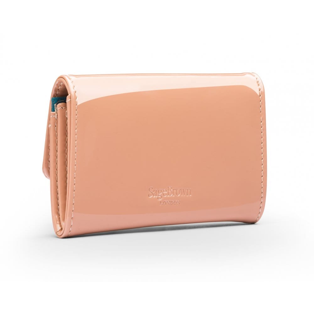 Small leather concertina purse, blush patent, back