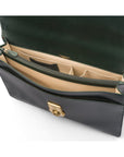 Bridle hide briefcase with brass lock, Harvard, green, inside