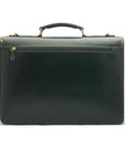 Bridle hide briefcase with brass lock, Harvard, green, back