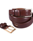 Leather belt with 2 buckles , brown