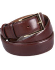 Leather belt with gold buckle, brown