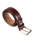 Leather belt with silver buckle, brown