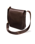 Leather A4 messenger bag, brown, side