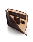 A4 zip around leather folder, brown, inside