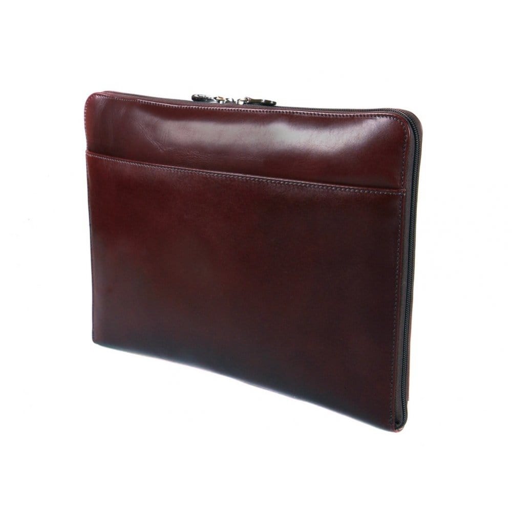 Leather A4 document case, brown, front