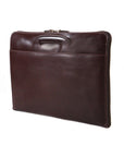 Leather A4 document case with retractable handles, brown, back