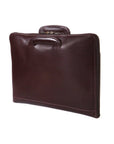 Leather A4 document case with retractable handles, brown, side