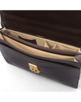 Bridle hide briefcase with brass lock, Harvard, brown, inside