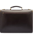 Bridle hide briefcase with brass lock, Harvard, brown, back