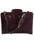 Leather briefcase with retractable handles, brown, with shoulder strap