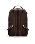 Men's leather 15" laptop backpack, brown, back