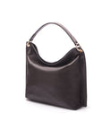 Carol Ann slouchy leather shoulder bag, brown, side