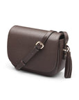 Leather saddle bag, brown, side view