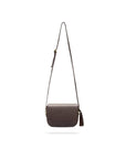 Leather saddle bag, brown, with long strap