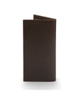 Tall leather wallet with 8 card slots, brown, back