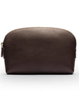 Leather cosmetic bag, brown, front