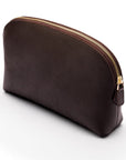 Leather cosmetic bag, brown, side