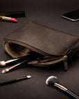 Leather cosmetic bag, brown, lifestyle