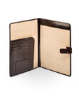 Leather conference folder, brown croc, inside