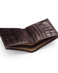 Bifold leather wallet with 6 credit cards, brown croc, inside