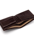 Leather wallet with coin purse, brown croc, inside