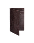 Tall leather suit wallet 10 CC, brown croc, front