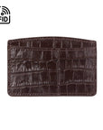 RFID Flat Leather Card Holder, brown croc, front view