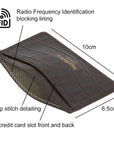 RFID Flat Leather Card Holder, brown croc, features