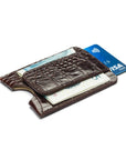 Flat magnetic leather money clip card holder, brown croc, side