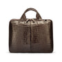 Leather 13" laptop briefcase, brown croc, front