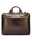 Leather 13" laptop briefcase, brown croc, back