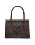 Large leather Morgan bag, brown croc, back view