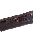 Brown Croc Large Leather Pencil Case