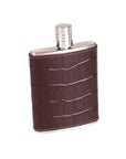 Brown Croc Leather 3oz Hip Flask