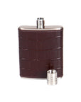 Brown Croc Leather 3oz Hip Flask