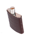 Brown Croc Leather 3oz Hip Flask