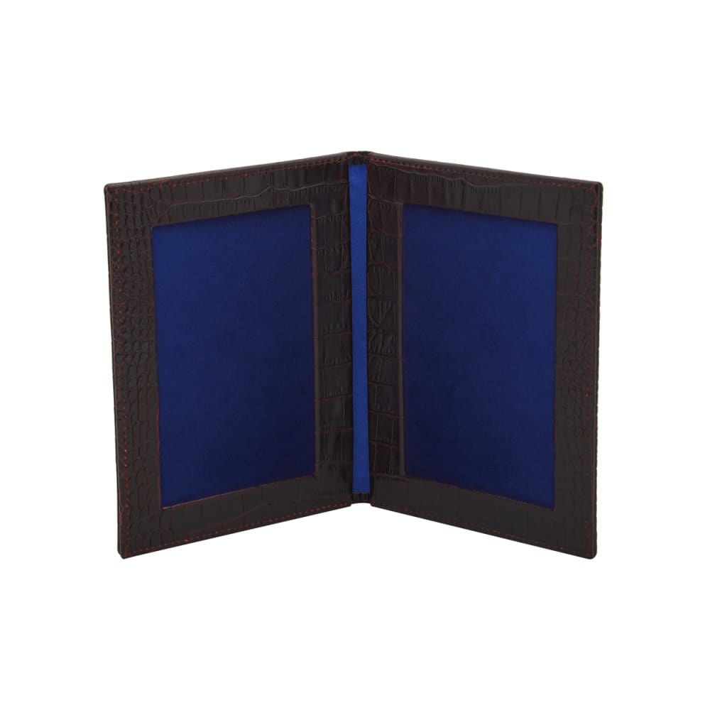 Double leather photo frame, brown croc, 6 x 4", inside