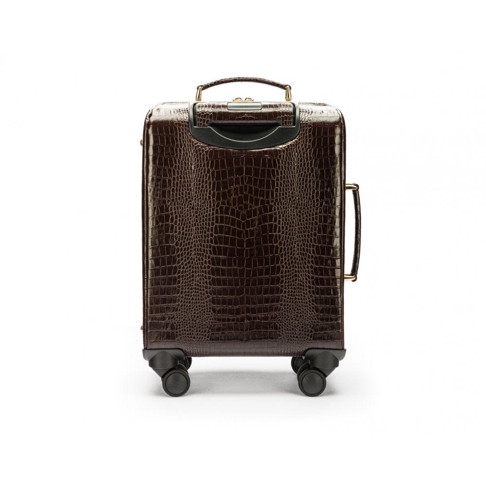 Leather cabin suitcase, brown croc, back