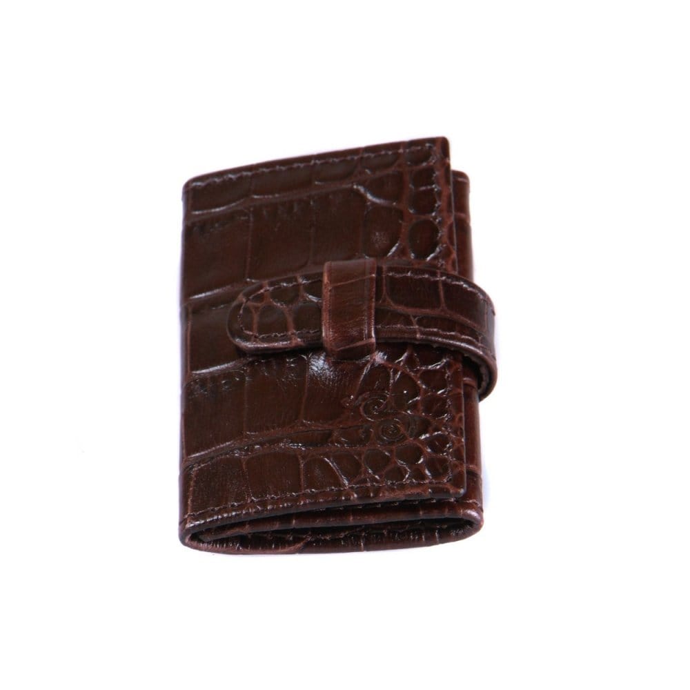 Brown Croc Leather Collar Bone Wallet