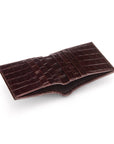 Leather compact billfold wallet 6CC, brown croc, inside