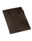 A4 leather document folder, brown croc, front view